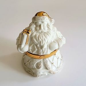 MIKASA PORCELAIN 24k GOLD PLATED TRIM "CHRISTMAS HARMONY" HINGED SANTA BOX